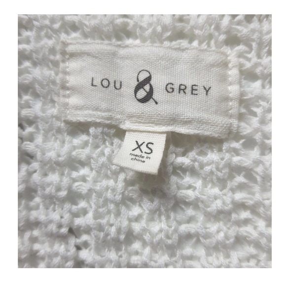 LOU & GREY Women's XS White Fringe Open Knit Popover Summer Sweater Blouse Top - Picture 9 of 12